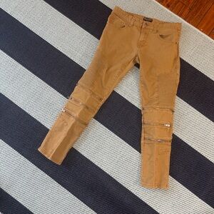 Black Premium Tan Casual Pants with Contrasting Stitch